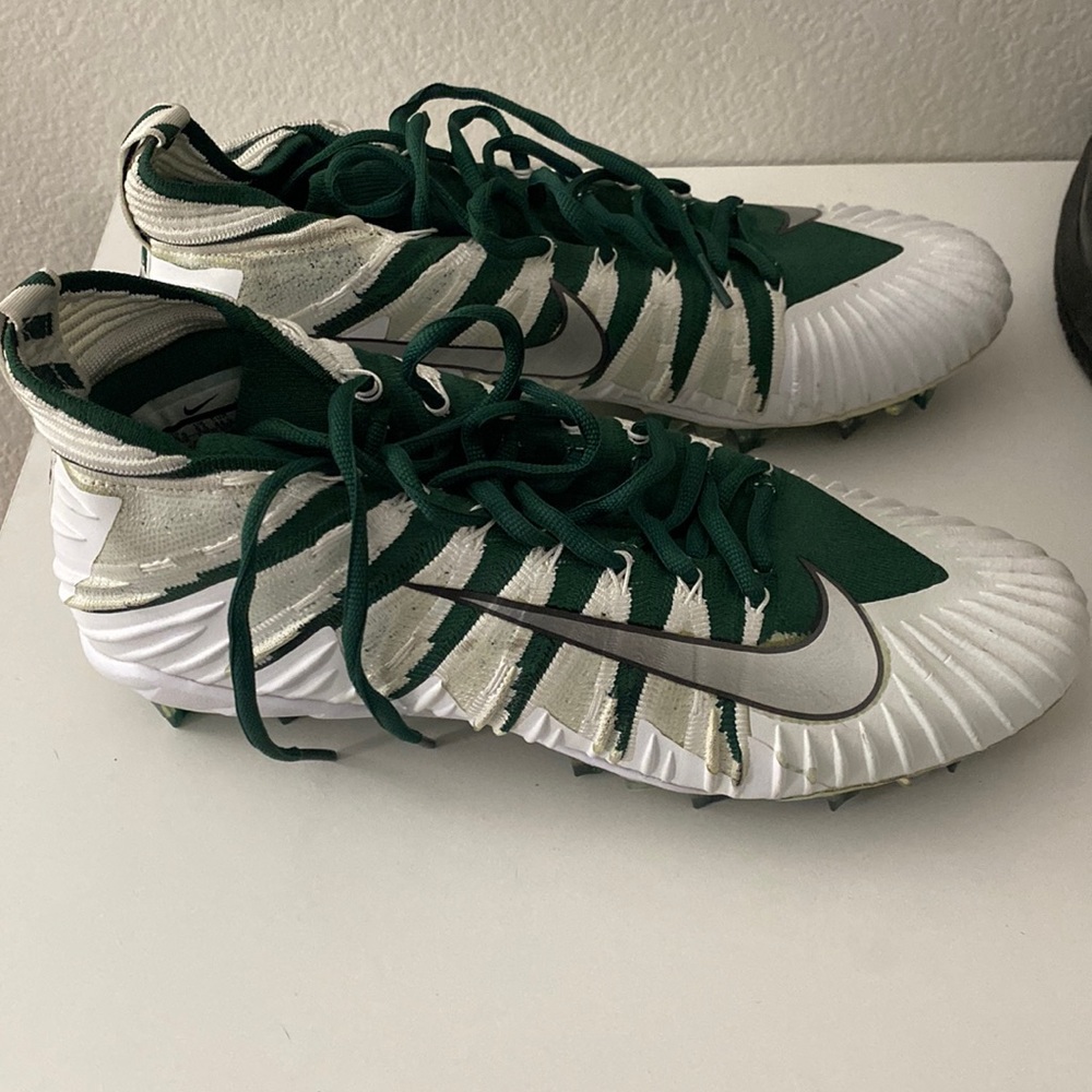 Nike Alpha Menace Elite TD Football Cleats AJ6547-303 White Green Sz 10.5